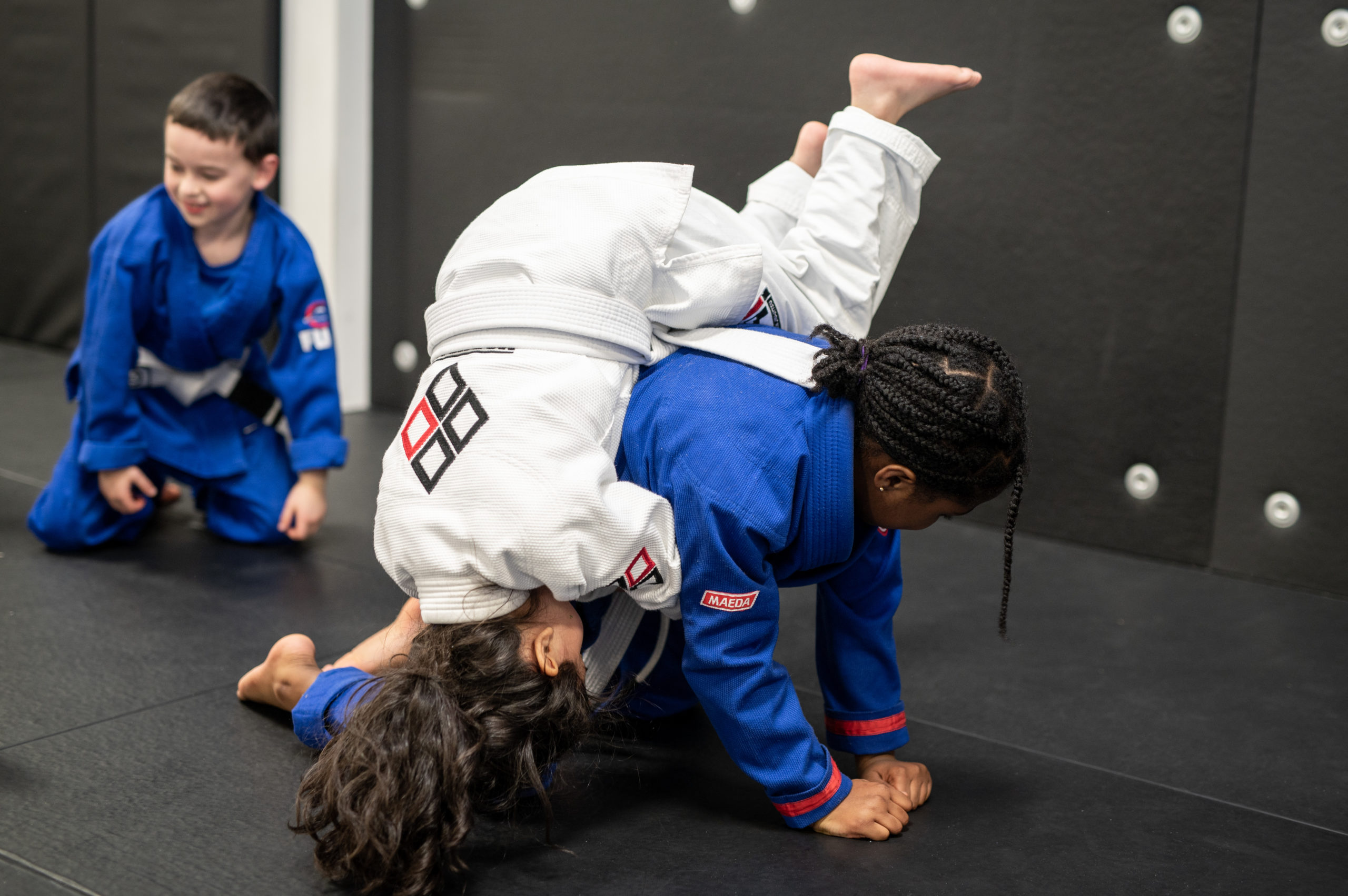 Action shot of Kids Bjj program at Yorkdale Martial Arts.