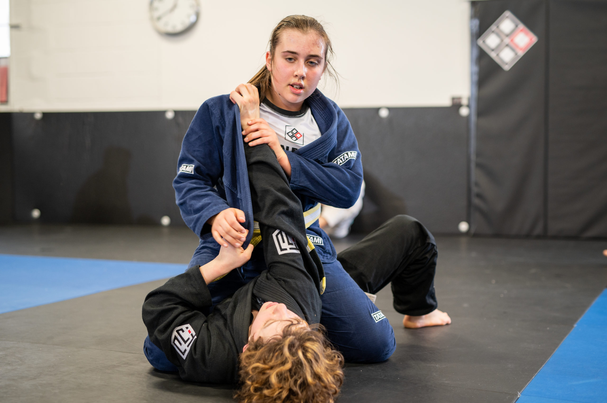 two Brazilian Jiu Jitsu students sparring at yorkdale martial arts.