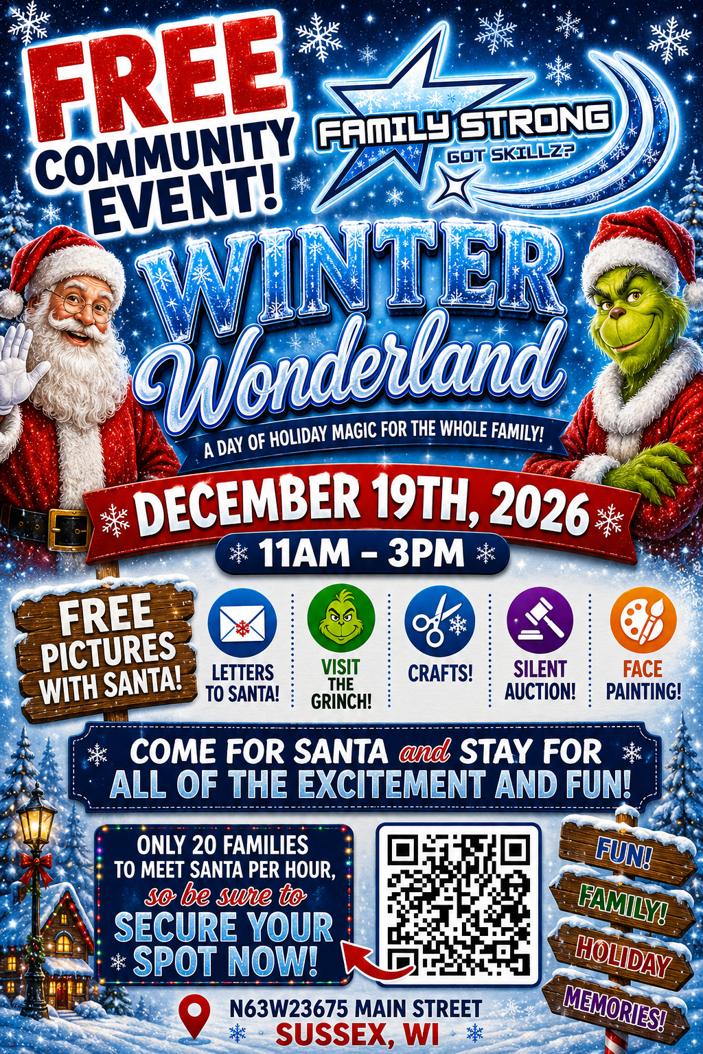 Winter Wonderland free community event flyer, December 19, 2026, 11 AM to 3 PM